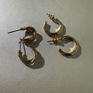 Gold Hoop Earrings Set of two 
BRAND NEW